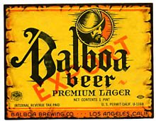 Balboa Export Beer Label Balboa Export Beer Label