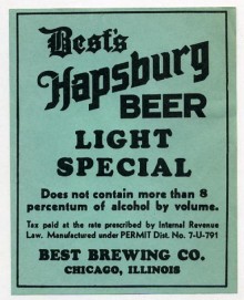 Best's Hapsburg Light Special Beer Label Best's Hapsburg Light Special Beer Label