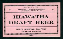 Hiawatha Draft Beer Label Hiawatha Draft Beer Label