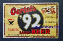 Oertels 92 Lager Beer Label Oertels 92 Lager Beer Label