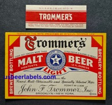 Trommers Light Malt Beer Label Trommers Light Malt Beer Label