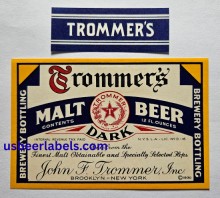 Trommers Dark Malt Beer Label Trommers Dark Malt Beer Label